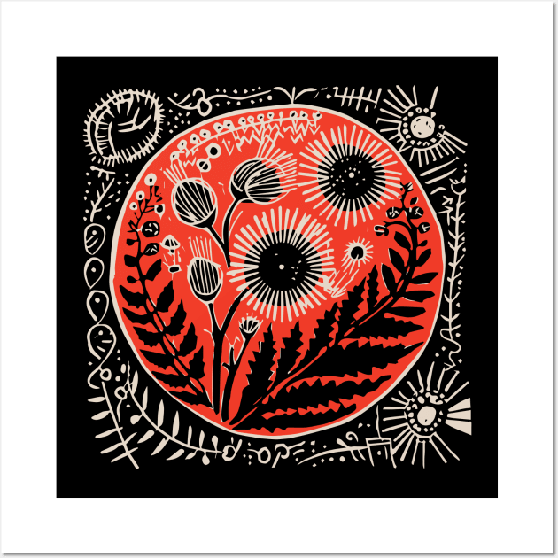 Lino Cut Flowers Wall Art by n23tees